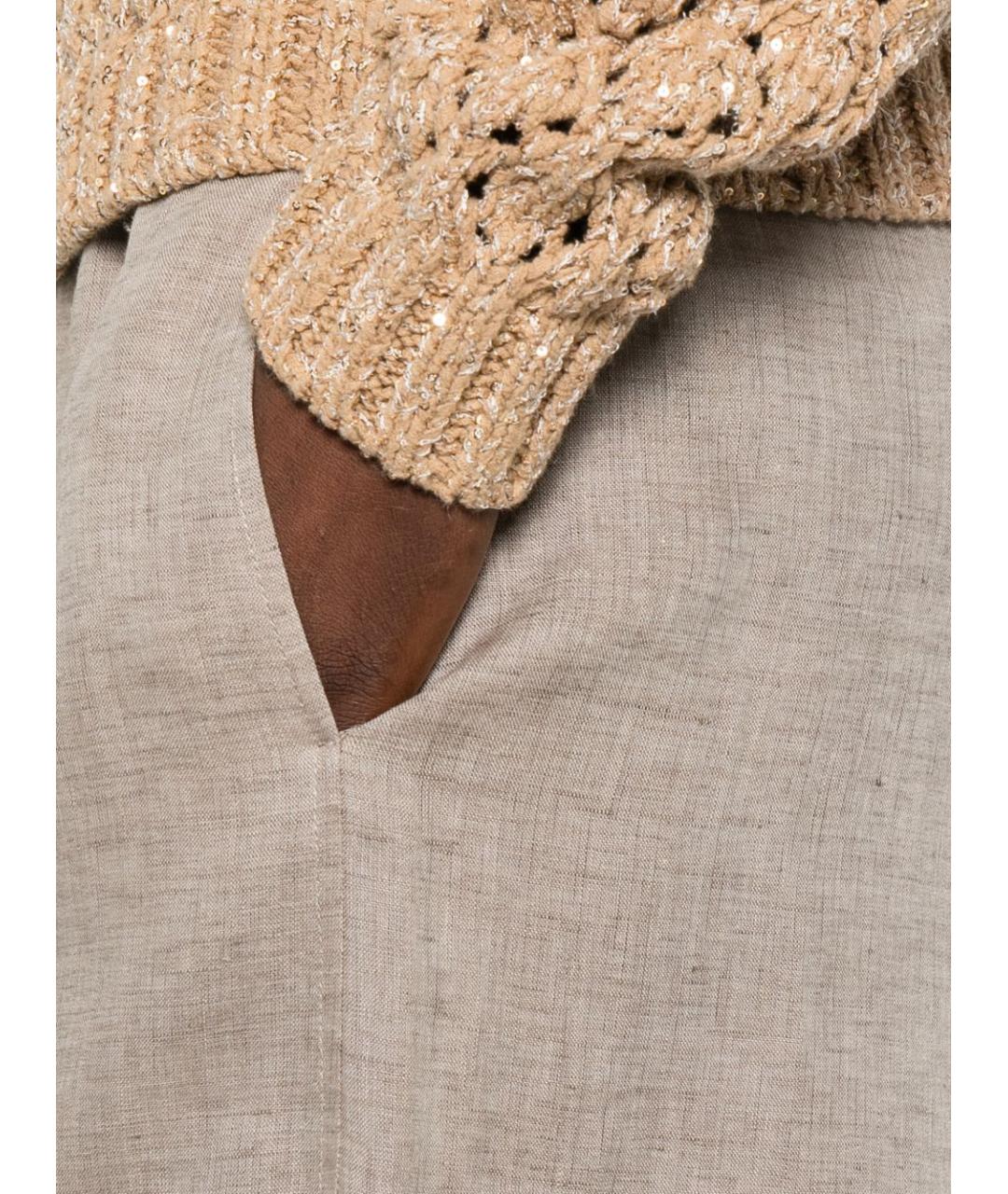 FABIANA FILIPPI Серые льняные брюки широкие, фото 5