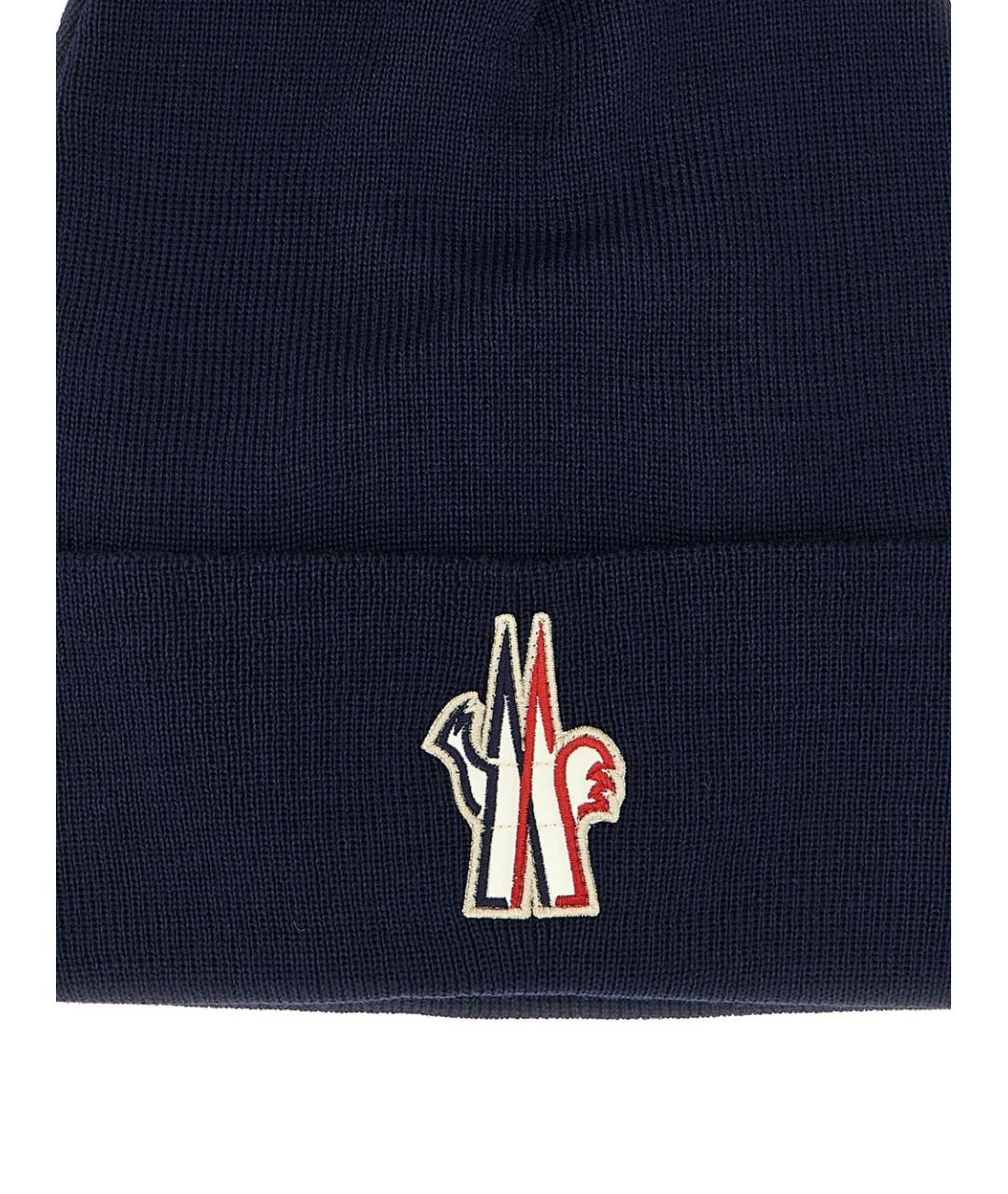 MONCLER GRENOBLE Темно-синяя шерстяная шапка, фото 3