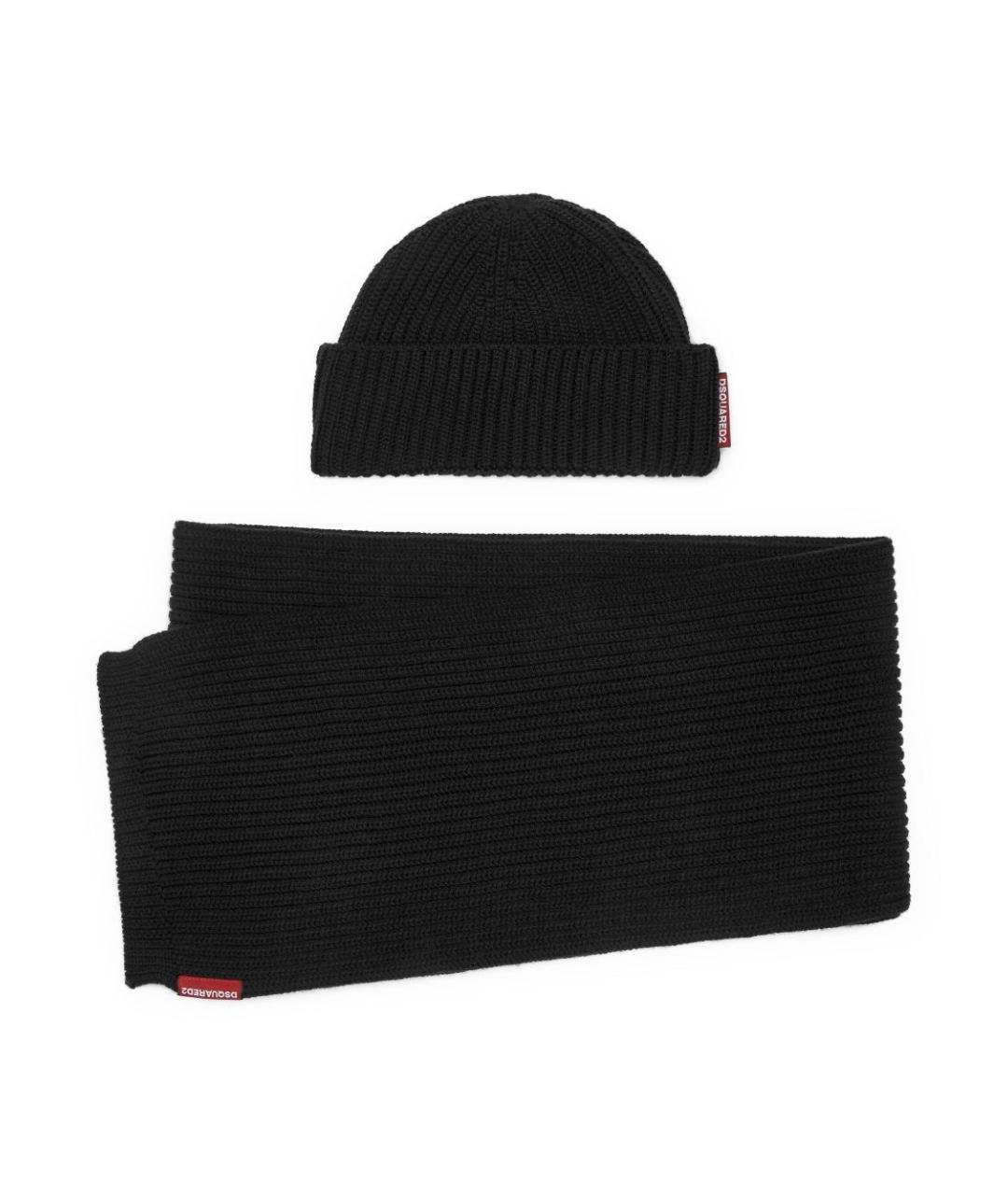 DSQUARED2 Черная шерстяная шапка, фото 1