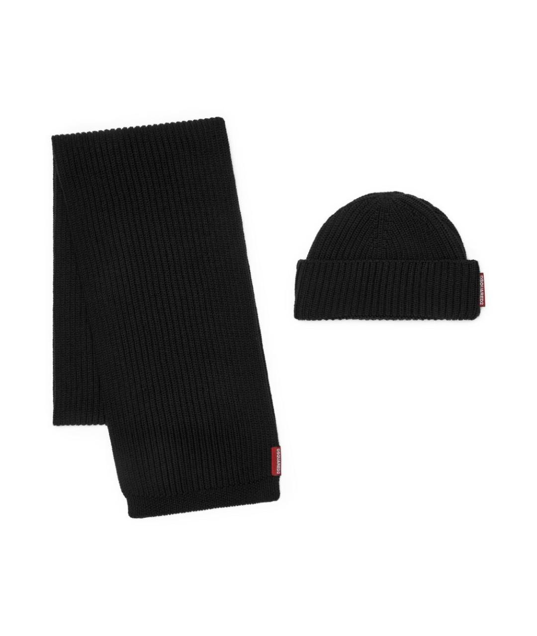 DSQUARED2 Черная шерстяная шапка, фото 2