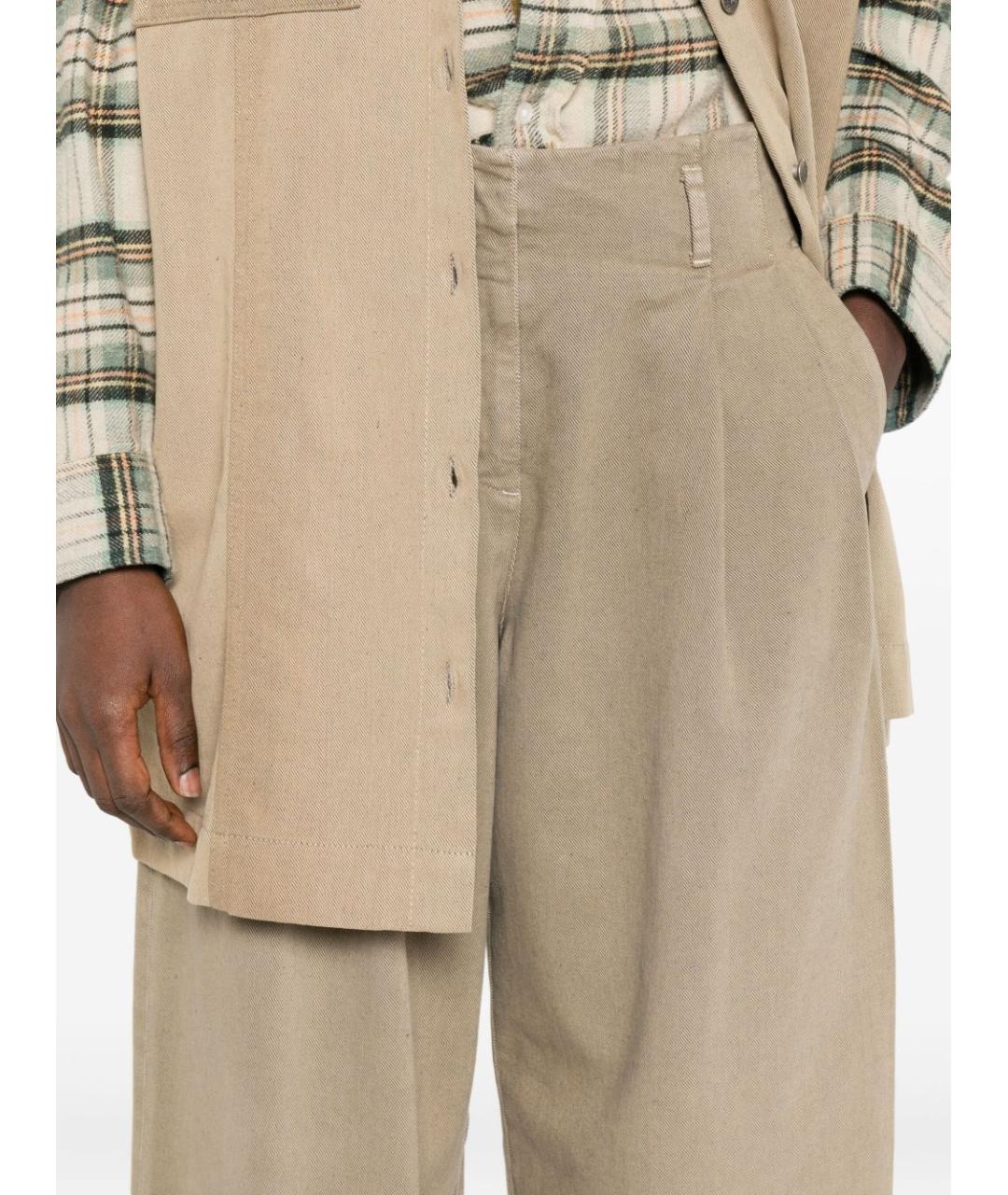 GOLDEN GOOSE DELUXE BRAND Бежевые хлопковые прямые брюки, фото 4