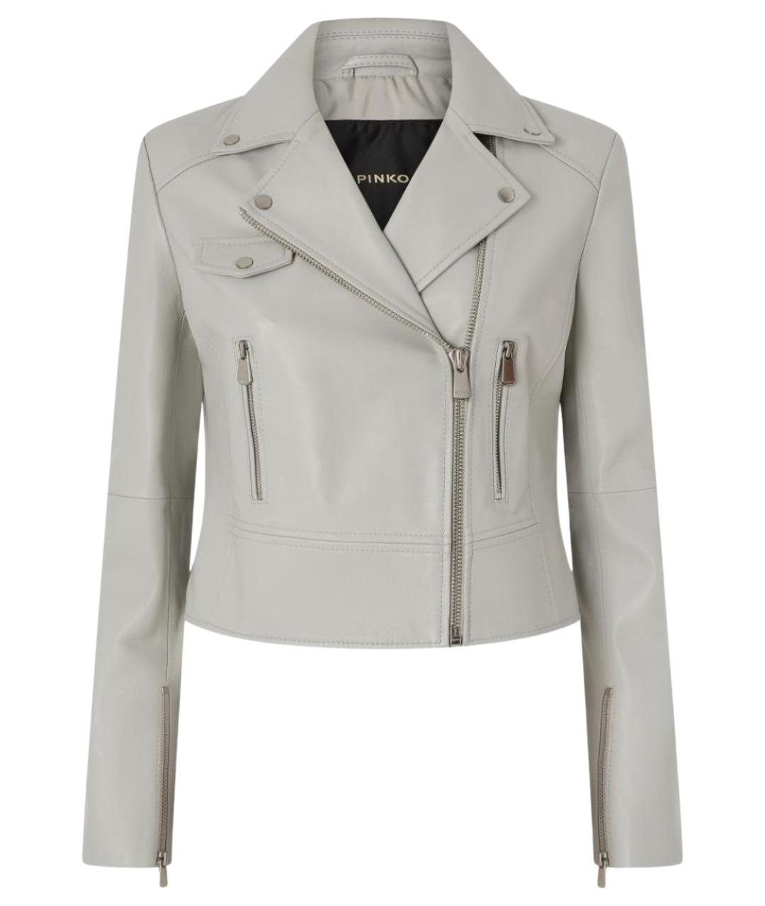 PINKO Серая кожаная куртка, фото 1
