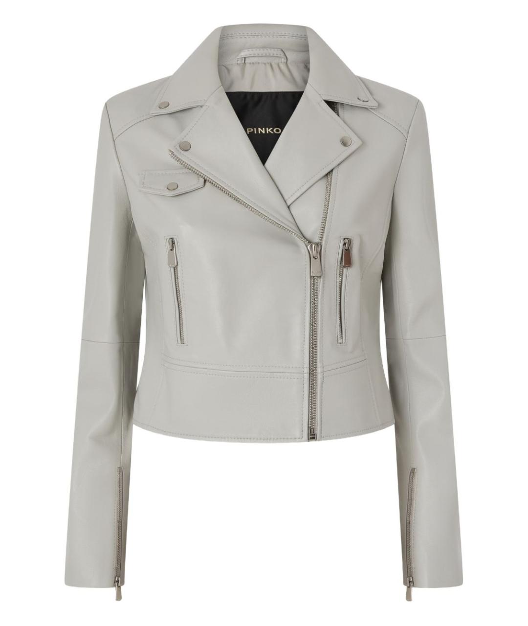 PINKO Серая кожаная куртка, фото 3