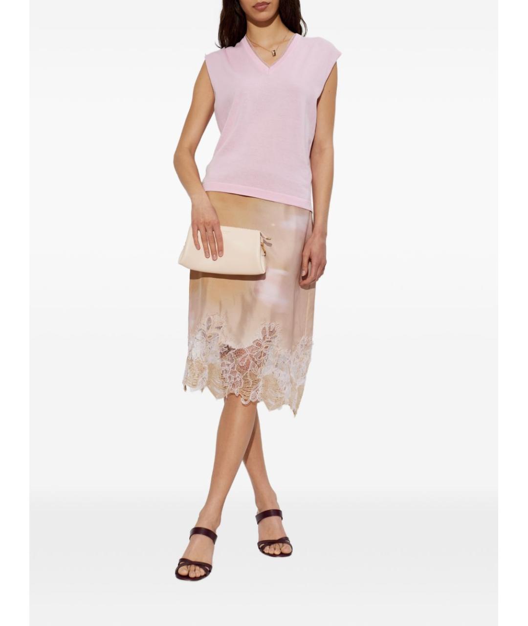 FABIANA FILIPPI Бежевая шелковая юбка миди, фото 3
