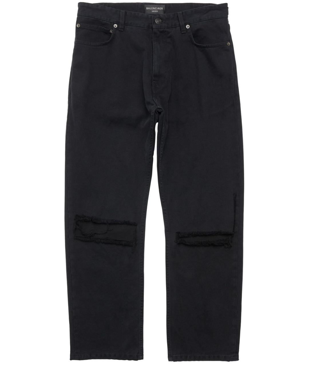 BALENCIAGA Черные хлопковые прямые джинсы, фото 1