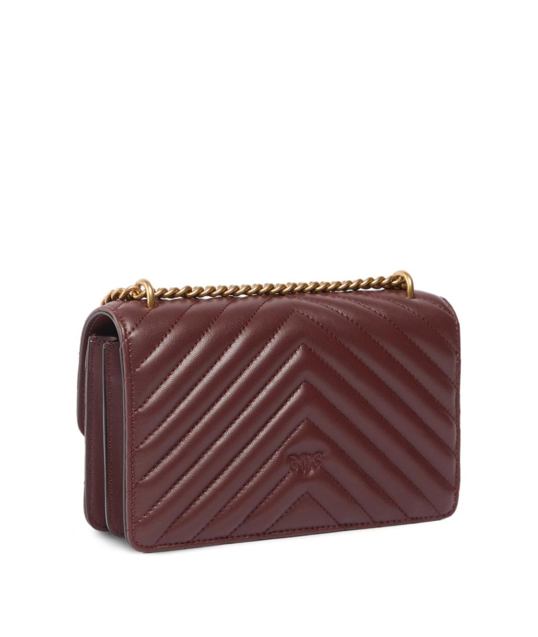 PINKO Бордовая кожаная сумка через плечо, фото 2