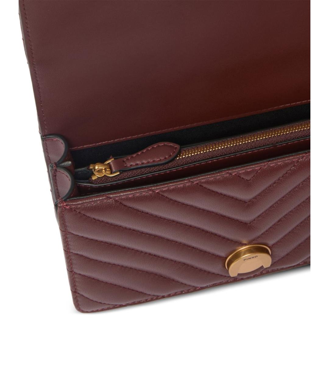 PINKO Бордовая кожаная сумка через плечо, фото 4