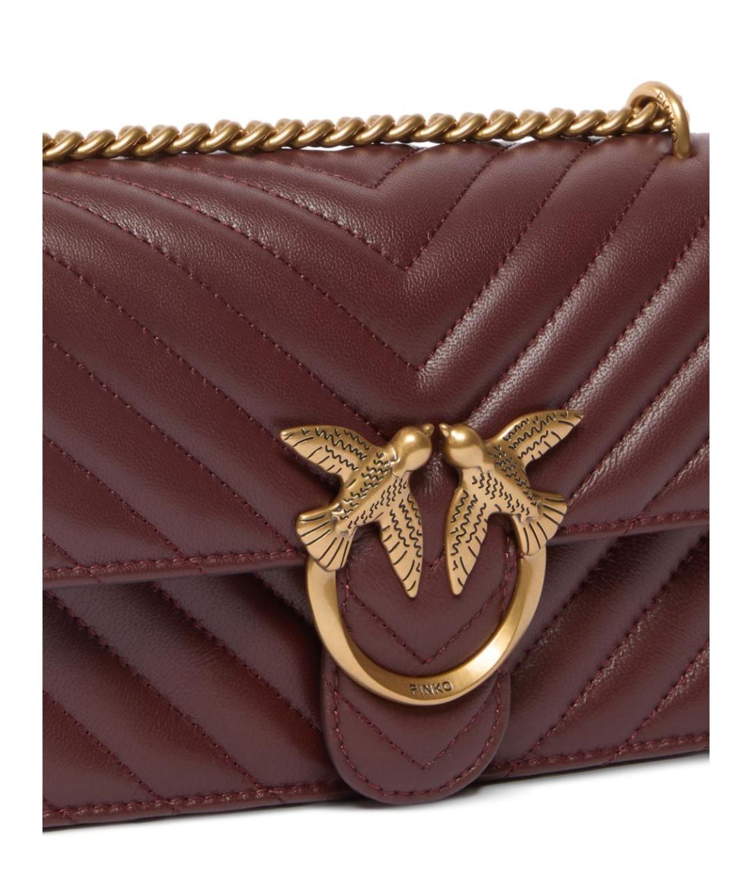 PINKO Бордовая кожаная сумка через плечо, фото 3