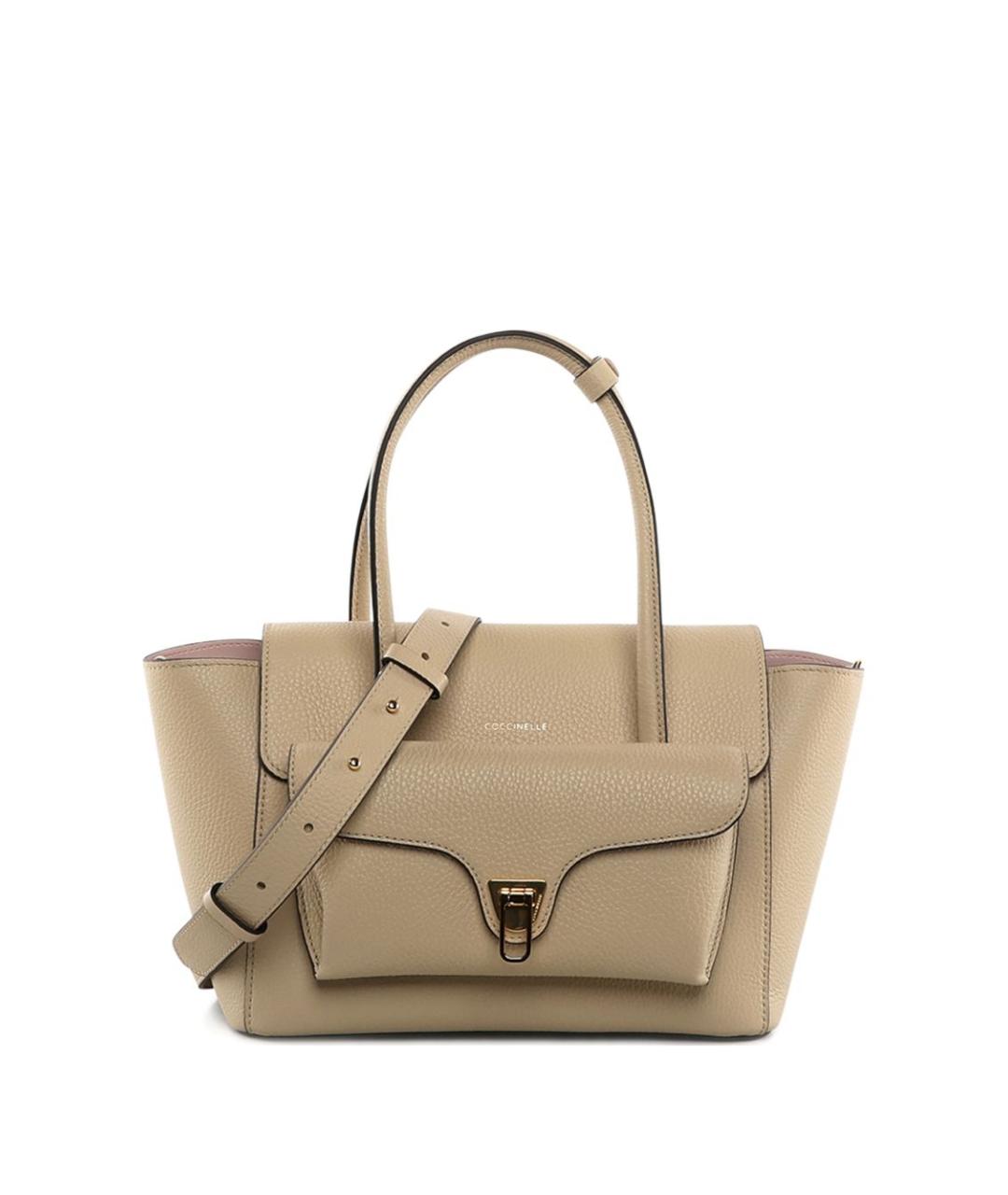 COCCINELLE Бежевая кожаная сумка тоут, фото 1