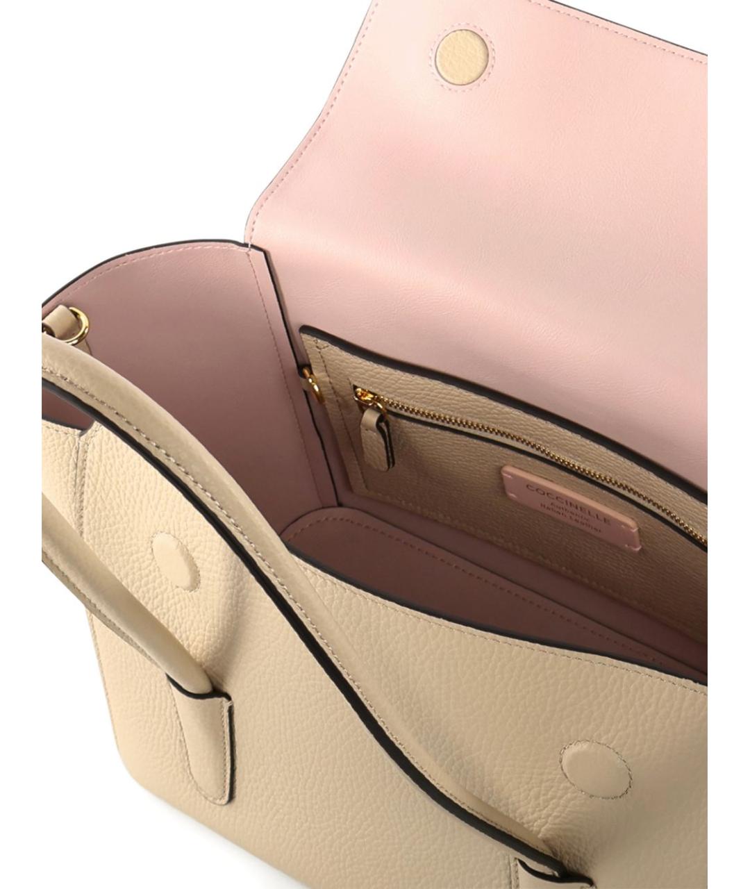 COCCINELLE Бежевая кожаная сумка тоут, фото 4