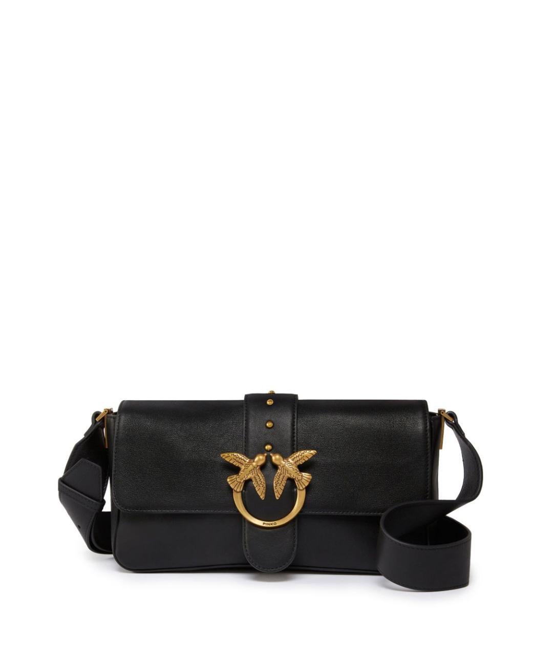 PINKO Черная кожаная сумка через плечо, фото 1