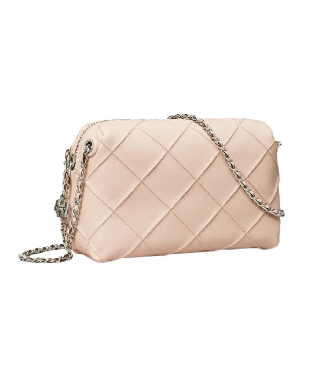 TORY BURCH Розовая кожаная сумка через плечо, фото 2