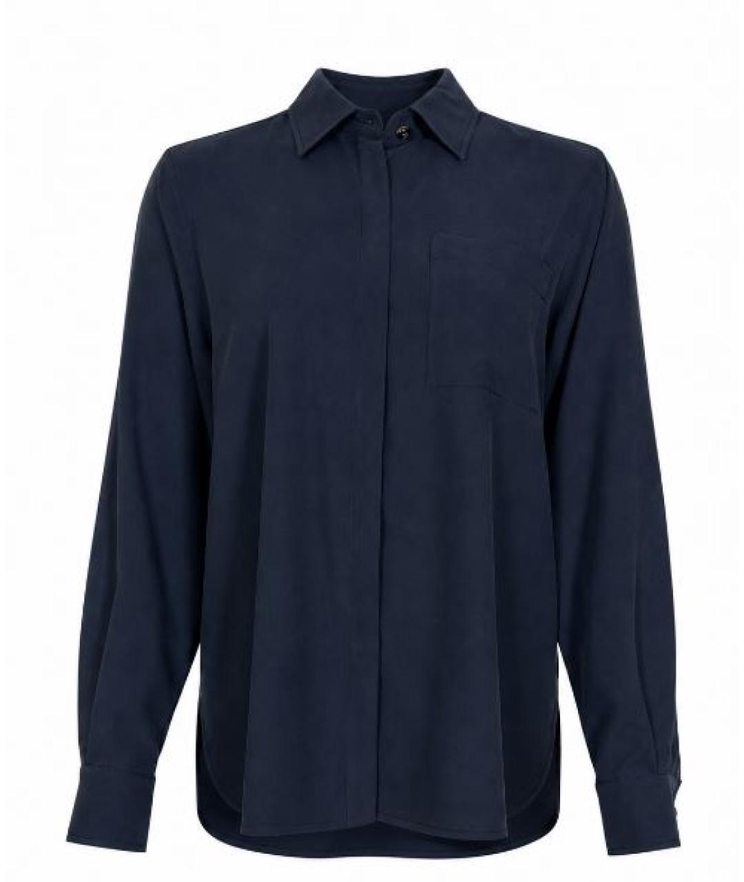 MAX MARA Темно-синяя шелковая рубашка, фото 1