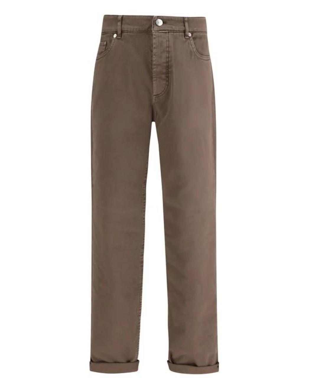 BRUNELLO CUCINELLI Коричневые повседневные брюки, фото 1