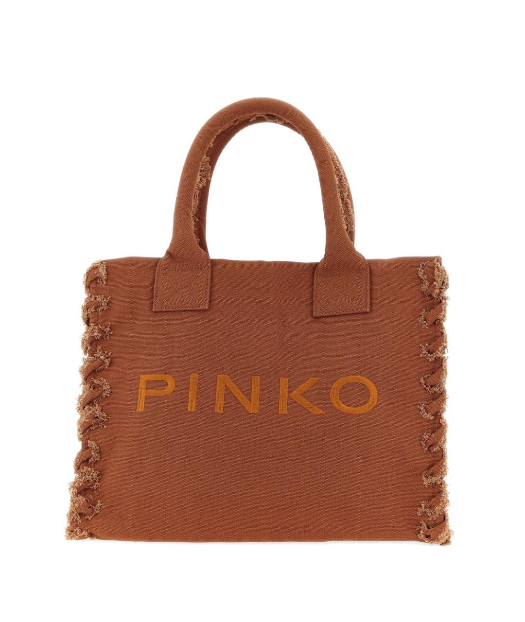 PINKO Коричневая тканевая сумка тоут, фото 6