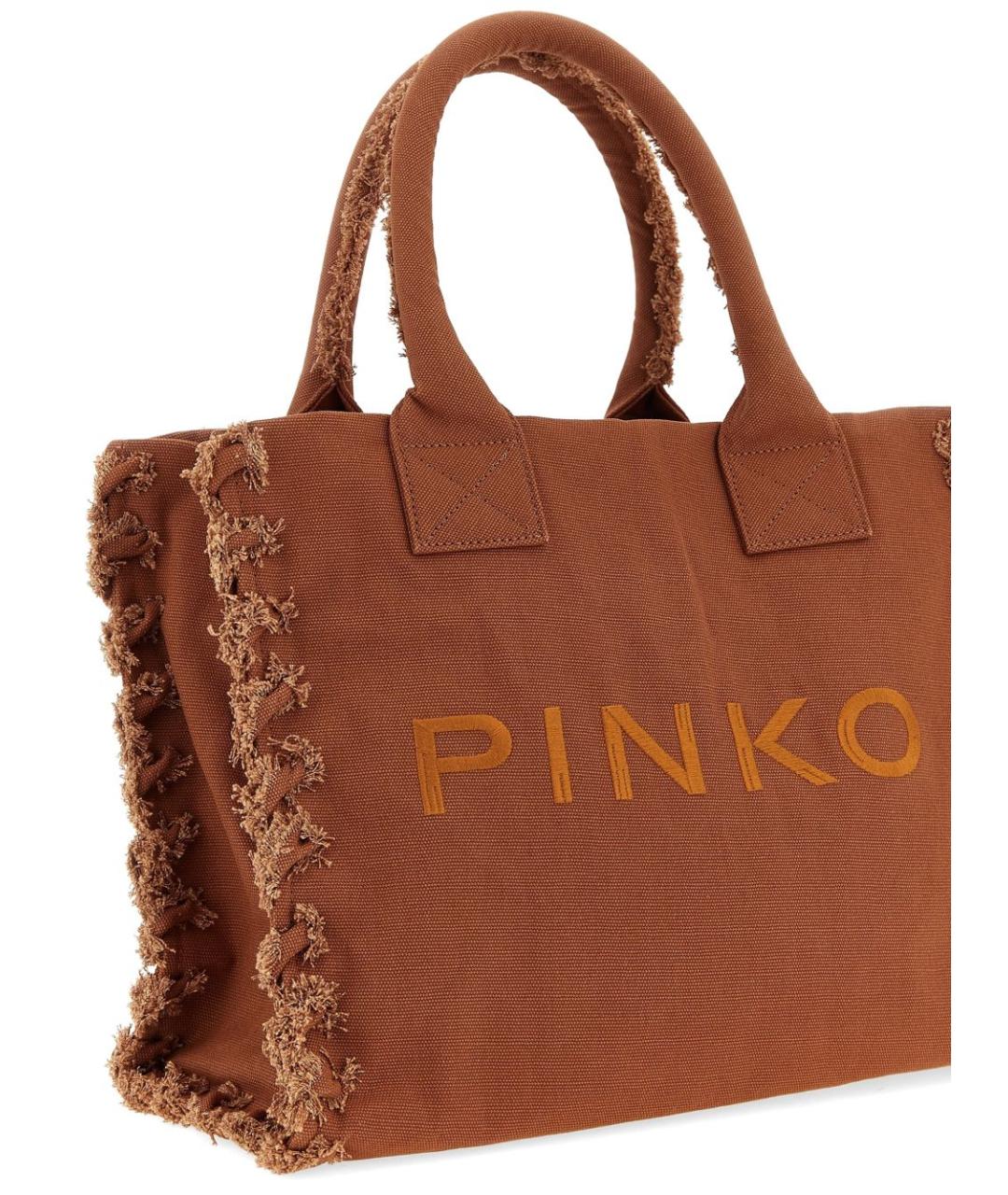 PINKO Коричневая тканевая сумка тоут, фото 4