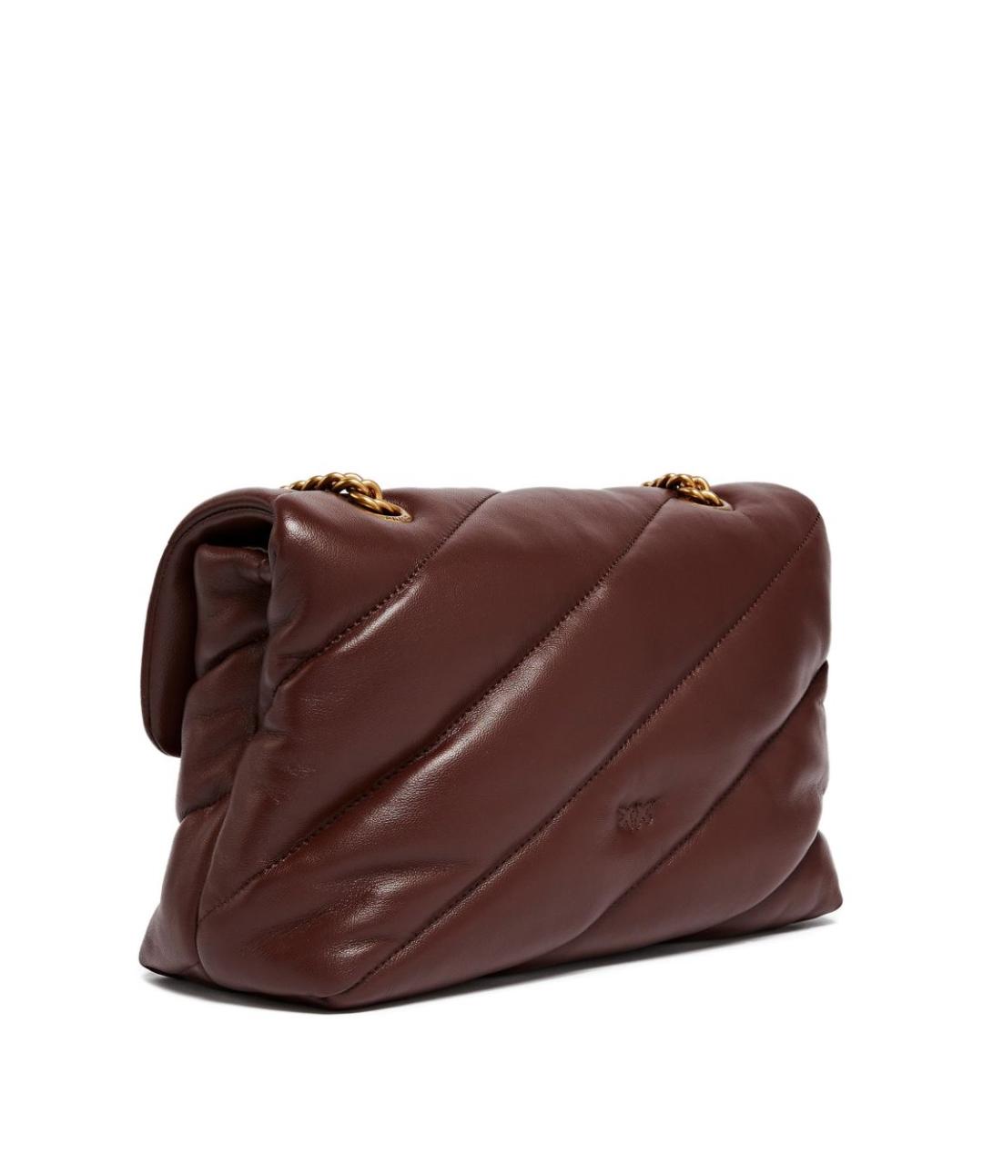 PINKO Коричневая кожаная сумка через плечо, фото 3