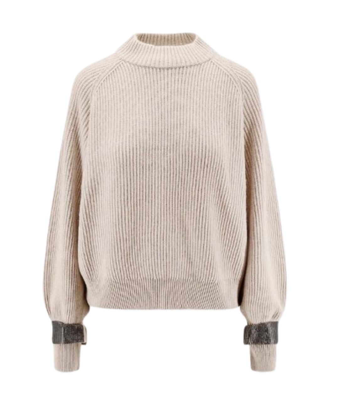 BRUNELLO CUCINELLI Бежевый кашемировый джемпер / свитер, фото 1