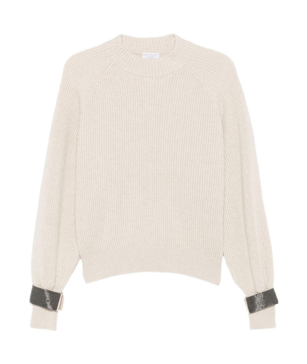 BRUNELLO CUCINELLI Бежевый кашемировый джемпер / свитер, фото 6