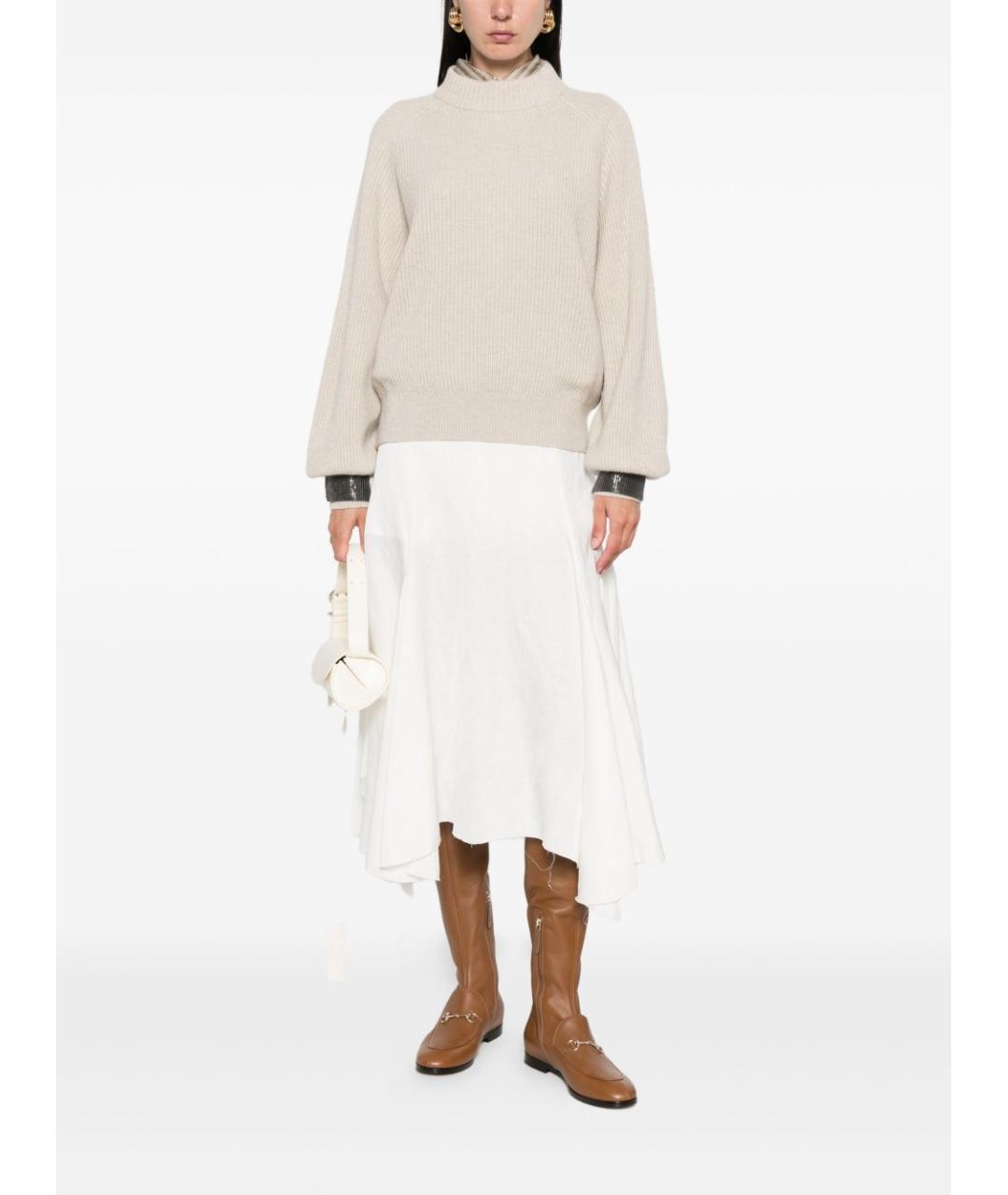 BRUNELLO CUCINELLI Бежевый кашемировый джемпер / свитер, фото 3