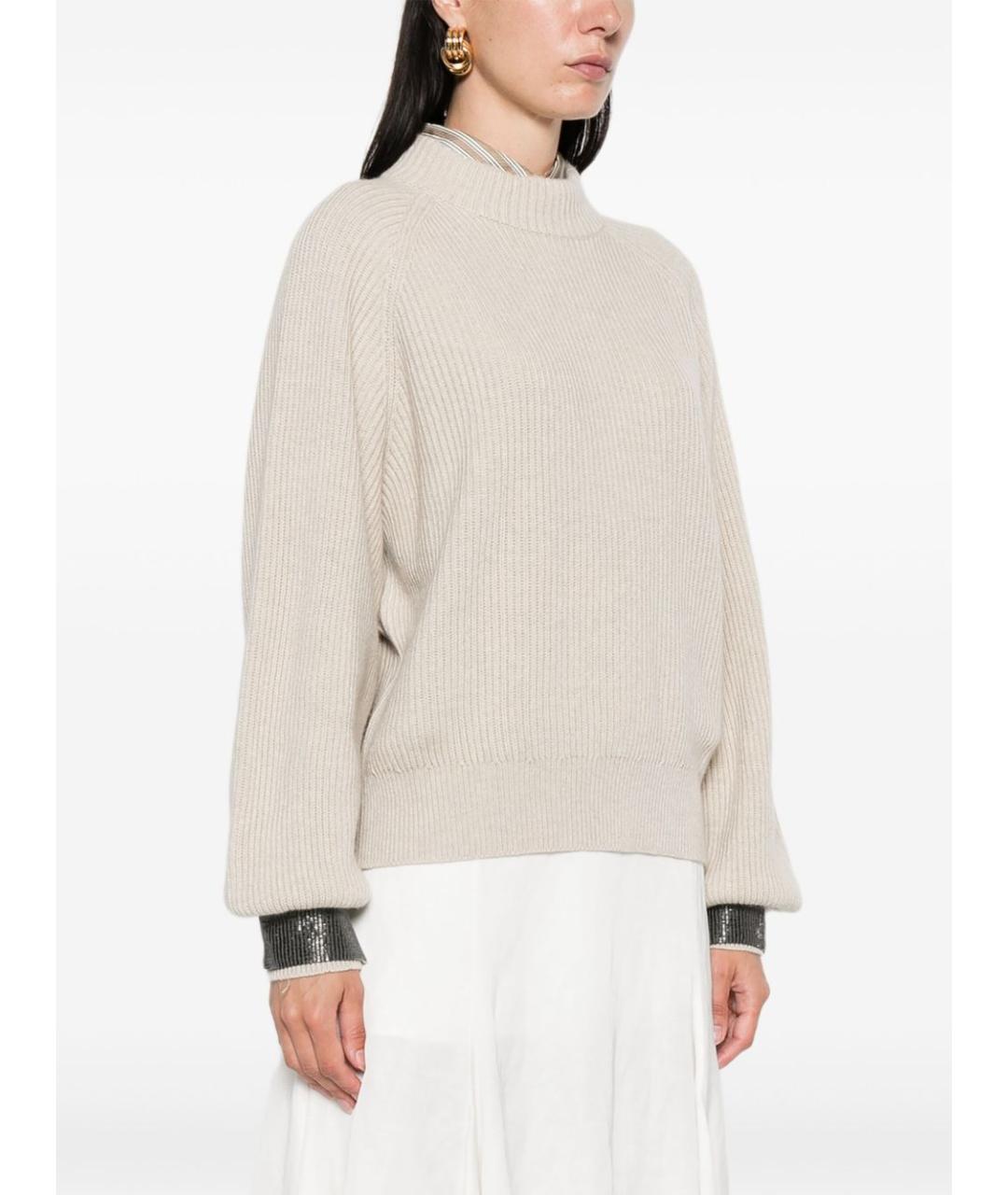 BRUNELLO CUCINELLI Бежевый кашемировый джемпер / свитер, фото 7