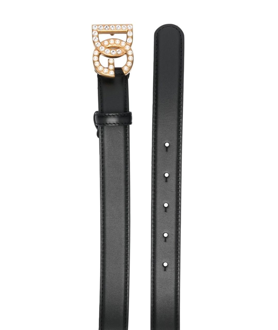 DOLCE&GABBANA Черный кожаный ремень, фото 2