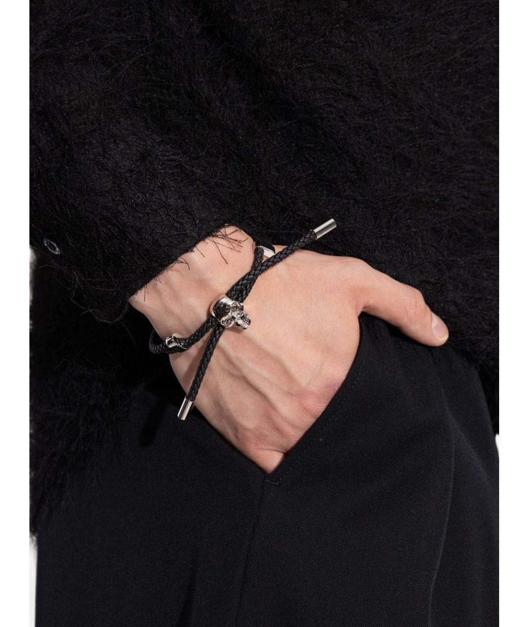 ALEXANDER MCQUEEN Черный кожаный браслет, фото 2