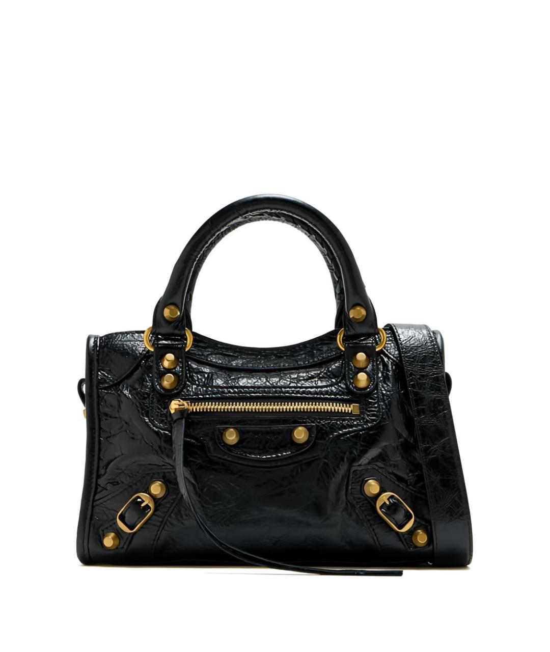 BALENCIAGA Черная кожаная сумка тоут, фото 1