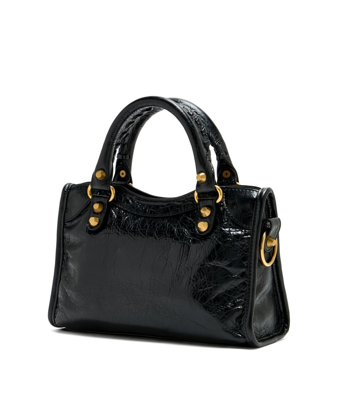 BALENCIAGA Черная кожаная сумка тоут, фото 4