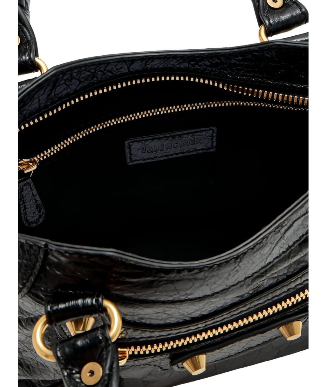 BALENCIAGA Черная кожаная сумка тоут, фото 3