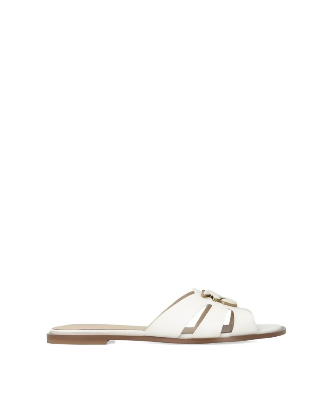 PINKO Белые кожаные шлепанцы, фото 1