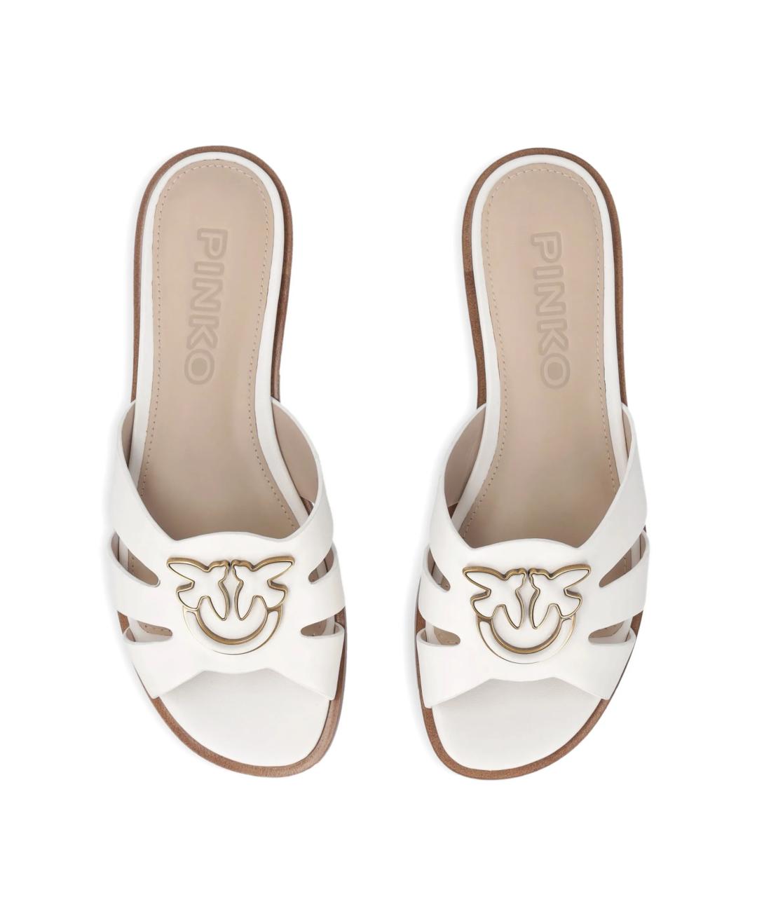 PINKO Белые кожаные шлепанцы, фото 4