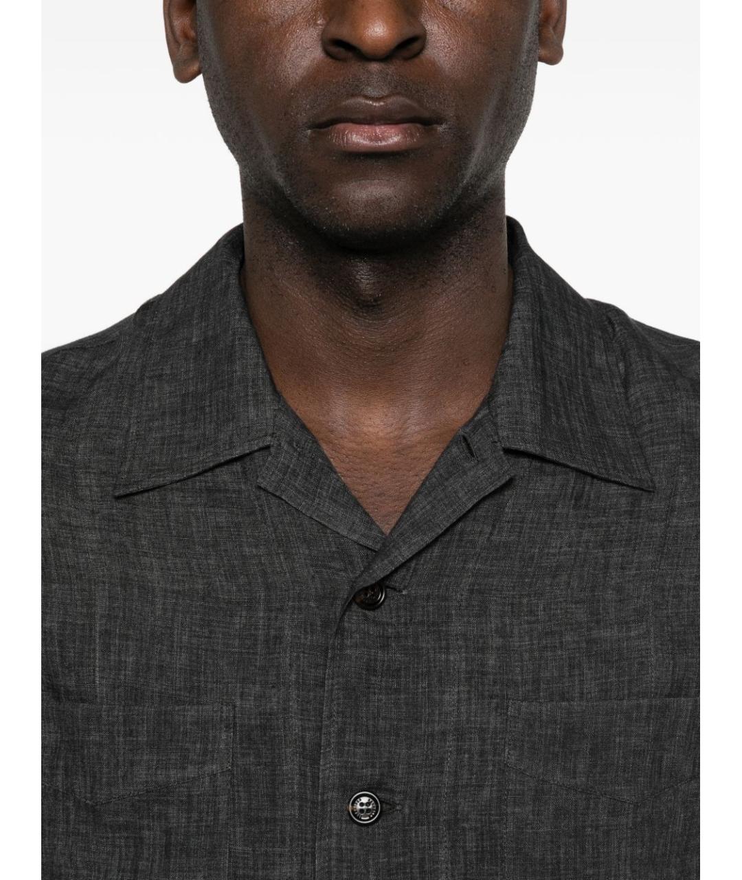 BRUNELLO CUCINELLI Серая льняная кэжуал рубашка, фото 5