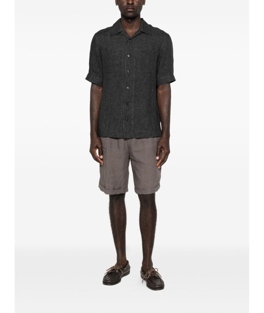 BRUNELLO CUCINELLI Серая льняная кэжуал рубашка, фото 4