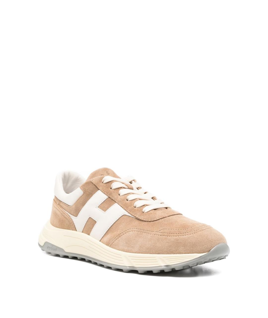 HOGAN Бежевые замшевые низкие кроссовки / кеды, фото 2