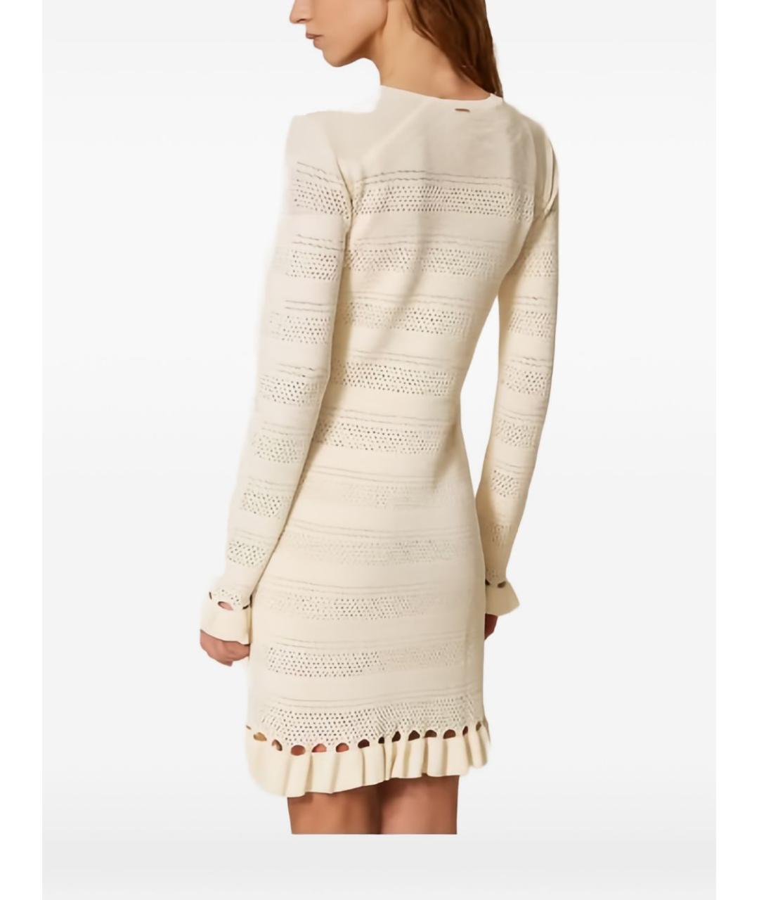 TWIN-SET Бежевое вискозное повседневное платье, фото 3