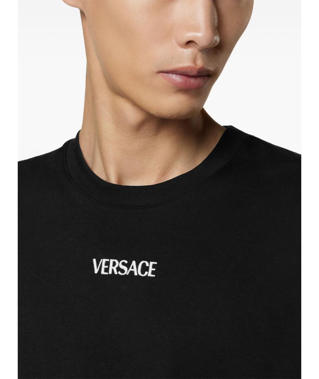 VERSACE Черная хлопковая футболка, фото 4