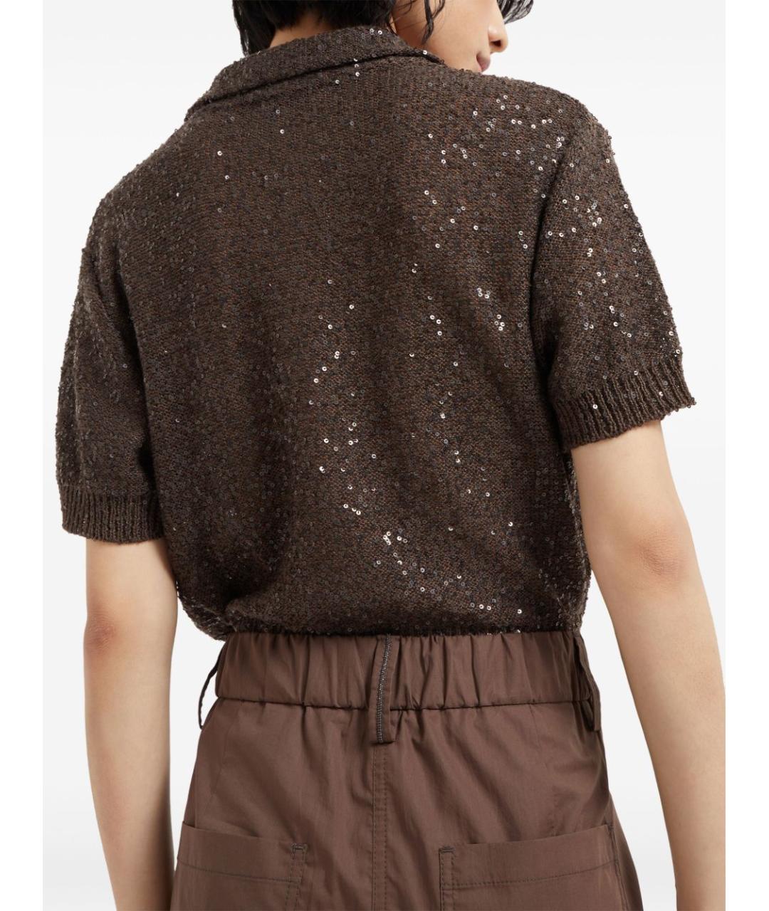 BRUNELLO CUCINELLI Коричневые хлопковые прямые брюки, фото 4