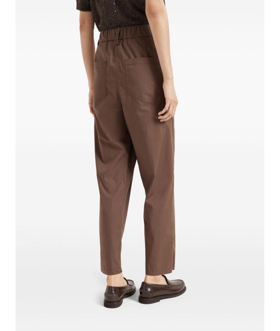 BRUNELLO CUCINELLI Коричневые хлопковые прямые брюки, фото 5