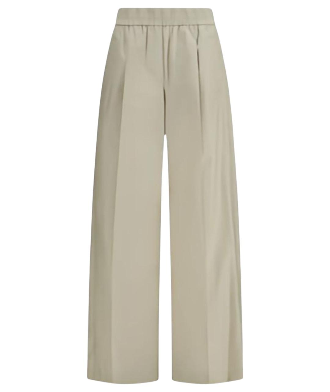 BRUNELLO CUCINELLI Бежевые хлопковые прямые брюки, фото 1