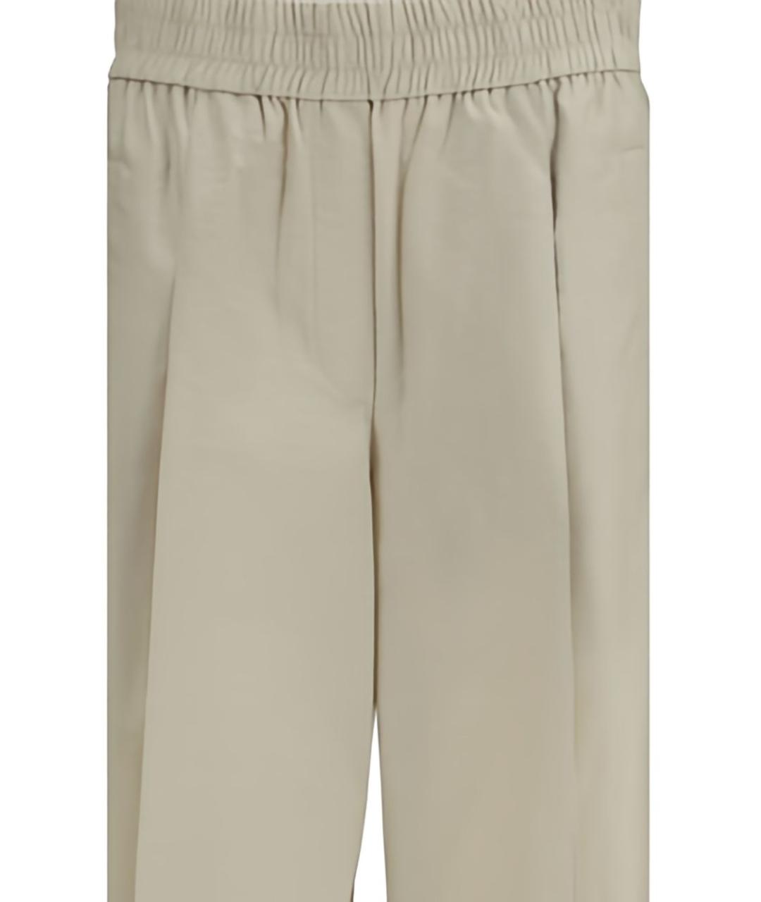 BRUNELLO CUCINELLI Бежевые хлопковые прямые брюки, фото 2