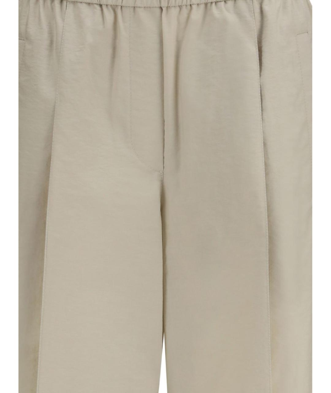 BRUNELLO CUCINELLI Бежевые хлопковые прямые брюки, фото 4