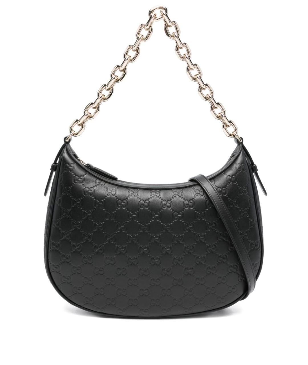 GUCCI Черная кожаная сумка через плечо, фото 6