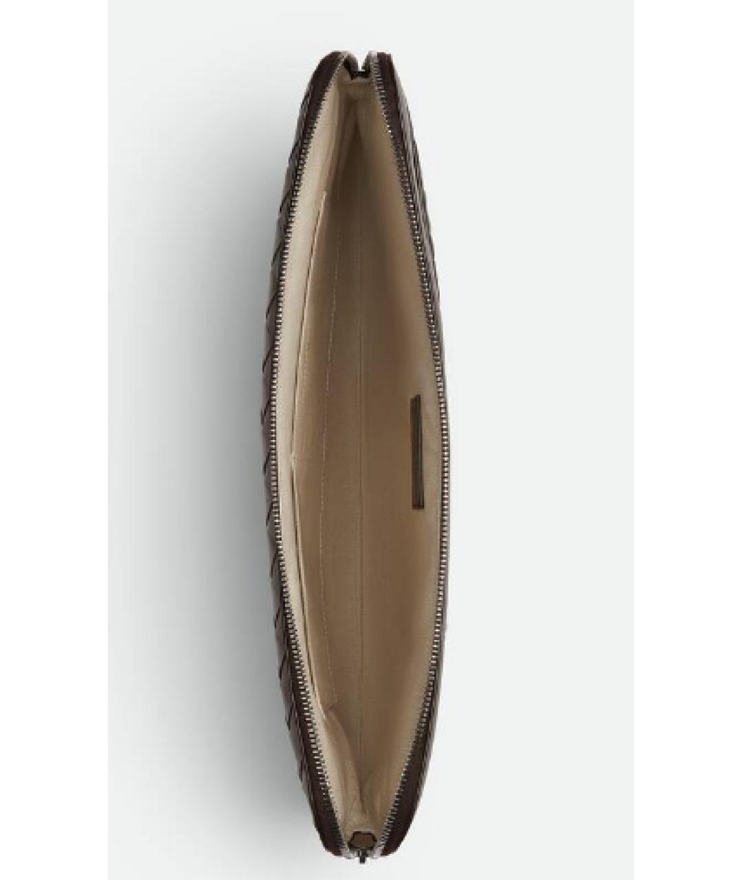 BOTTEGA VENETA Коричневая кожаная барсетка, фото 3