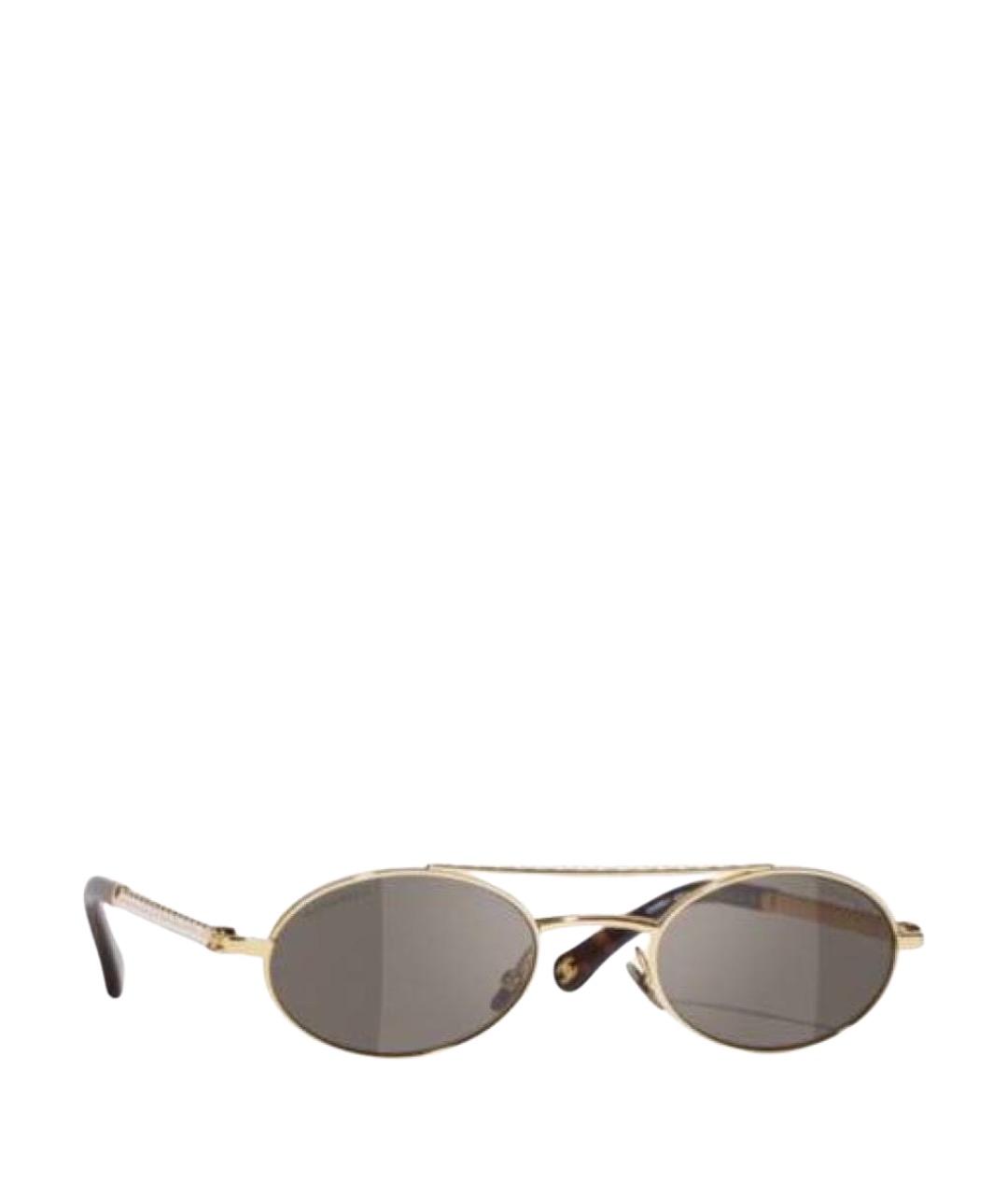 CHANEL Золотые металлические солнцезащитные очки, фото 1