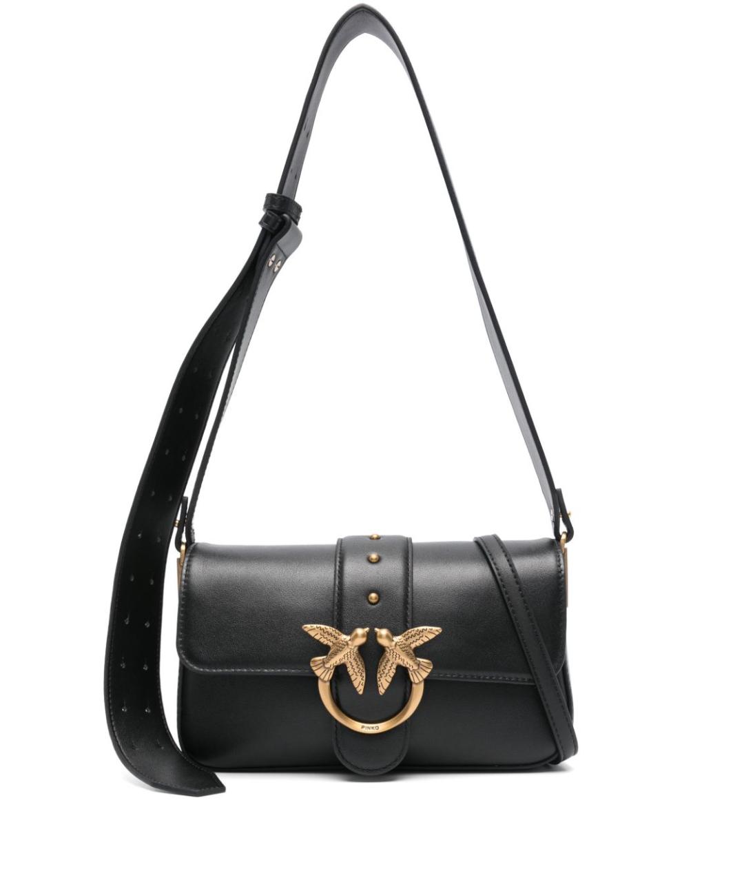 PINKO Черная кожаная сумка через плечо, фото 1