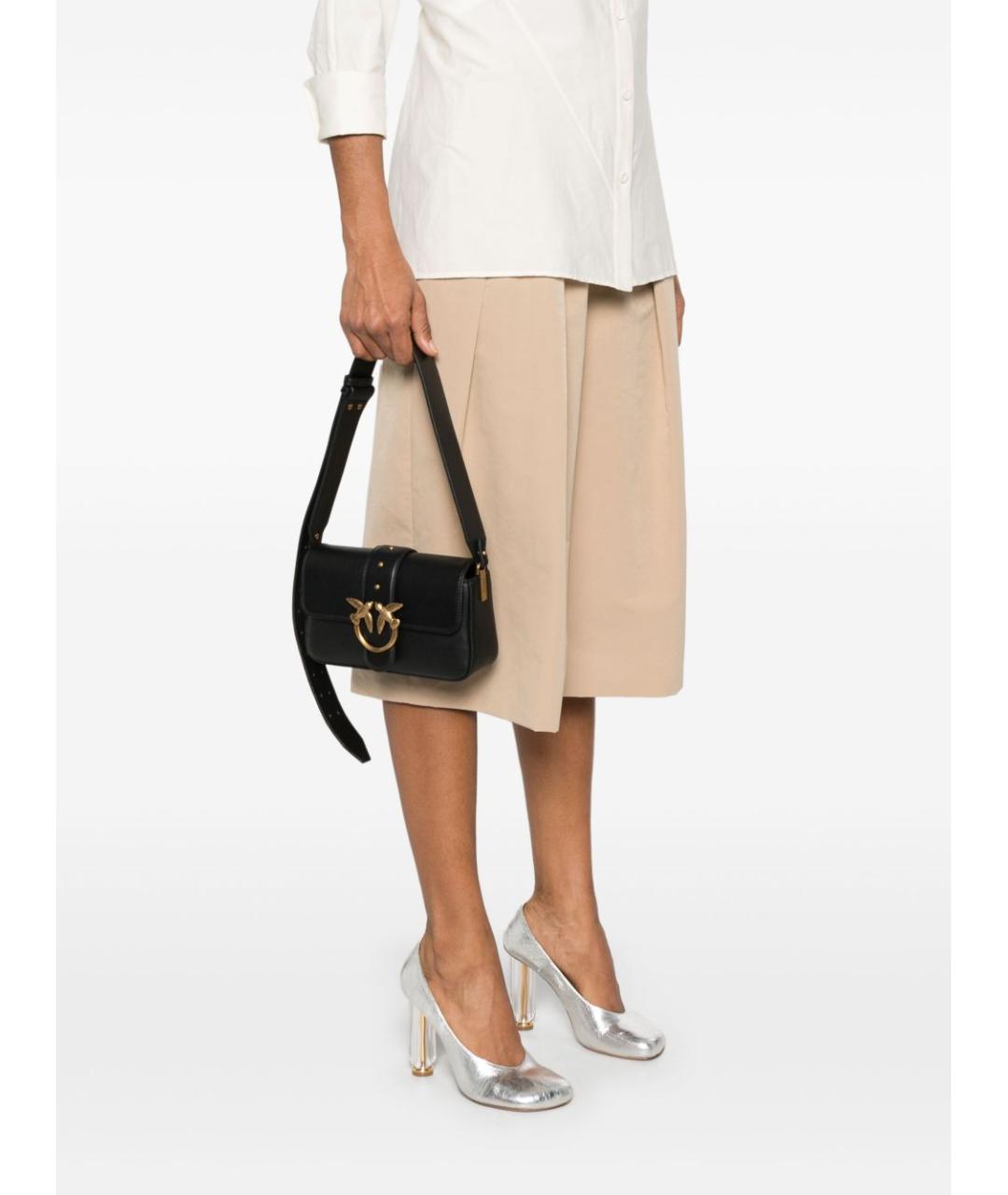 PINKO Черная кожаная сумка через плечо, фото 3