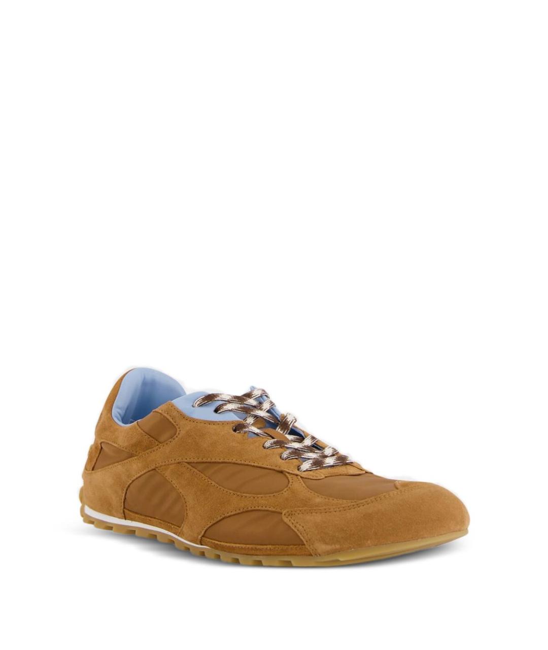 BOTTEGA VENETA Коричневые замшевые низкие кроссовки / кеды, фото 2