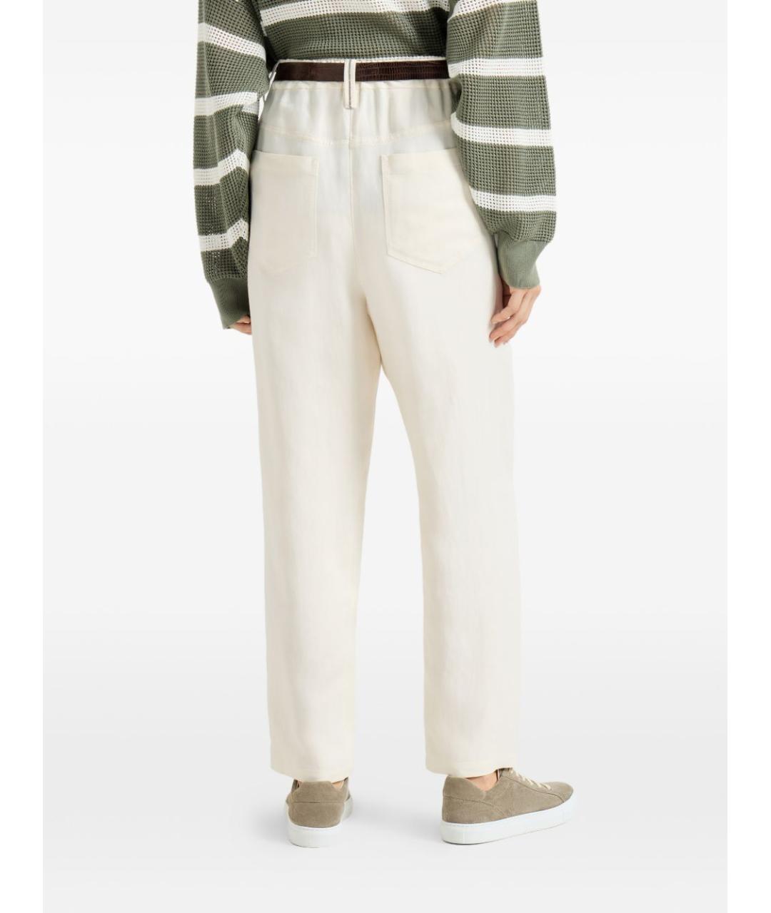 BRUNELLO CUCINELLI Бежевые прямые брюки, фото 4