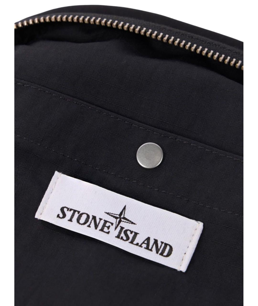 STONE ISLAND Черная тканевая сумка на плечо, фото 3